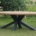 Teak Tisch in Elypsenform