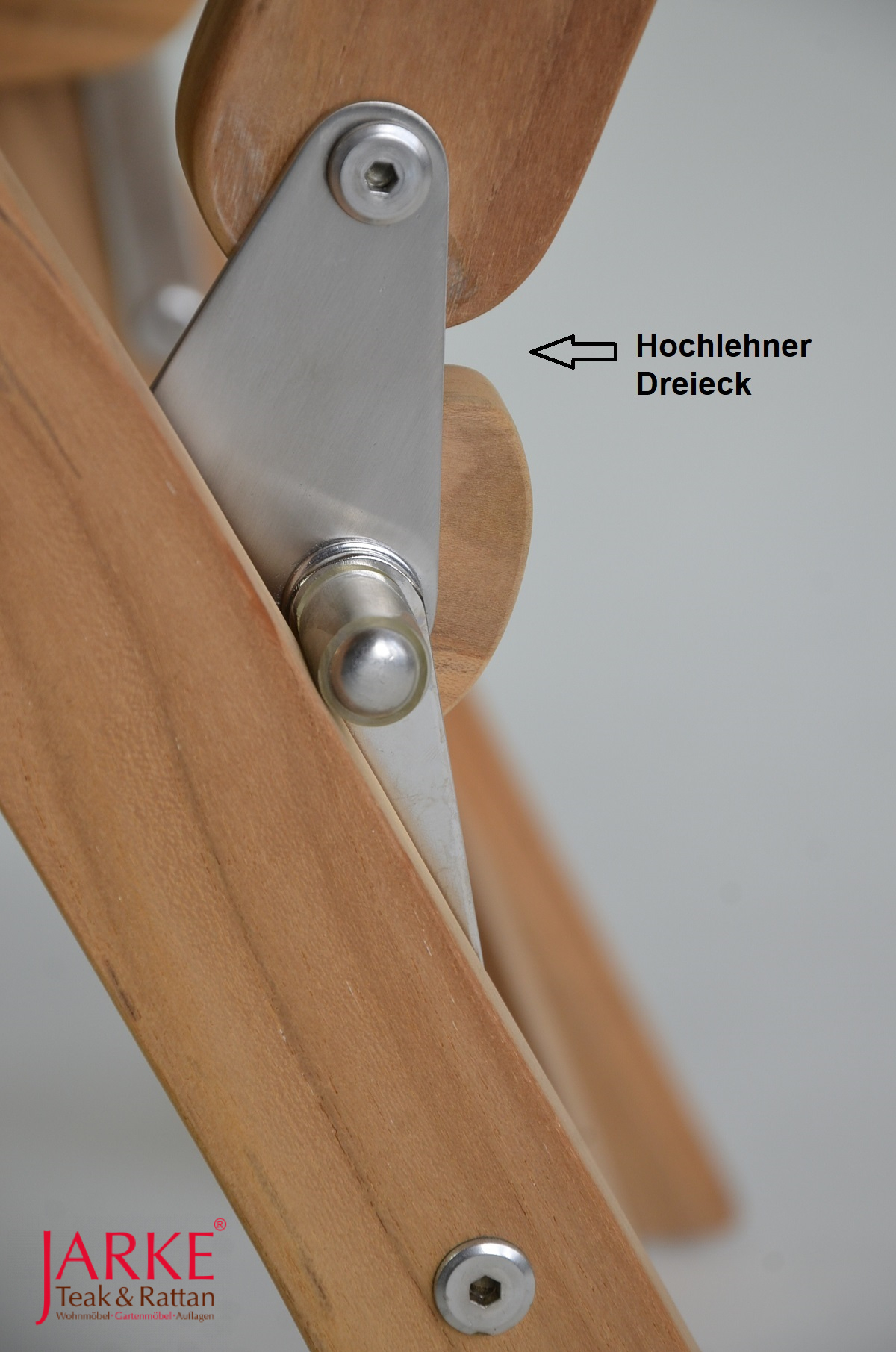 Edelstahl Dreieck für Hochlehner, Verbindung Rücken + Sitzfläche
