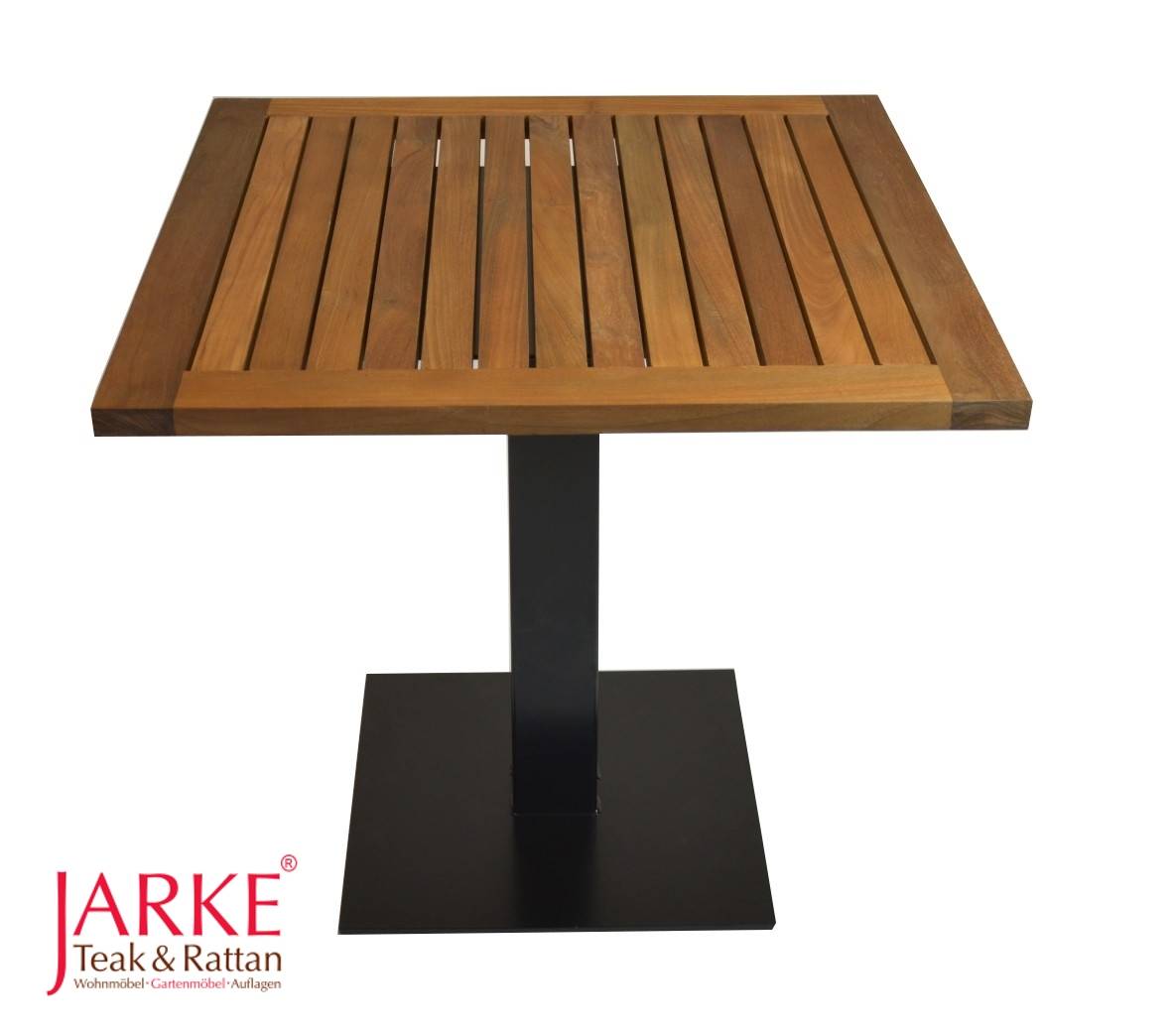 Teak Bistrotisch mit Eisenfuß, 80 x 80 cm – Bild 5