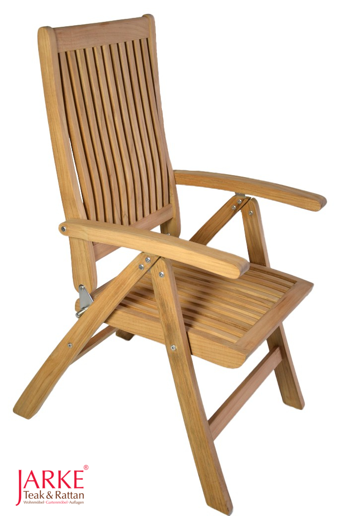 Teak Hochlehner Hery, ergonomische Lattung, Edelstahlscharniere
