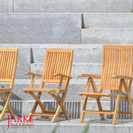 Ergonomischer Teak Hochlehner mit Edelstahlscharnieren
