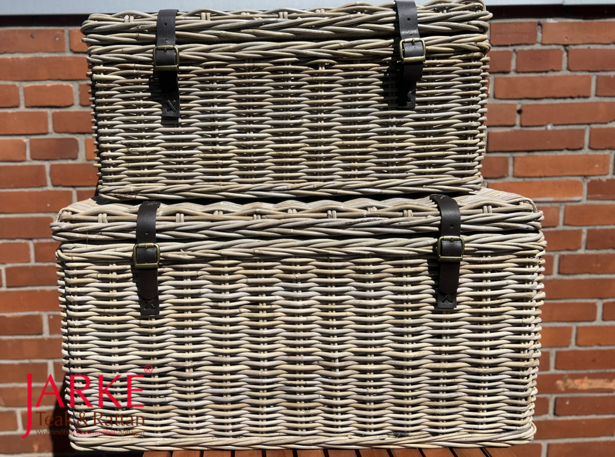 Rechteckige Rattan Truhe, mit Schnallen, Holzrahmen zur Verstärkung, 2 Größen