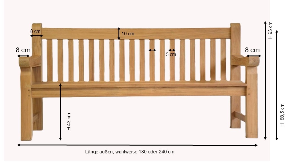 Englische Parkbank/ Teakbank "Sussex", extra massiv