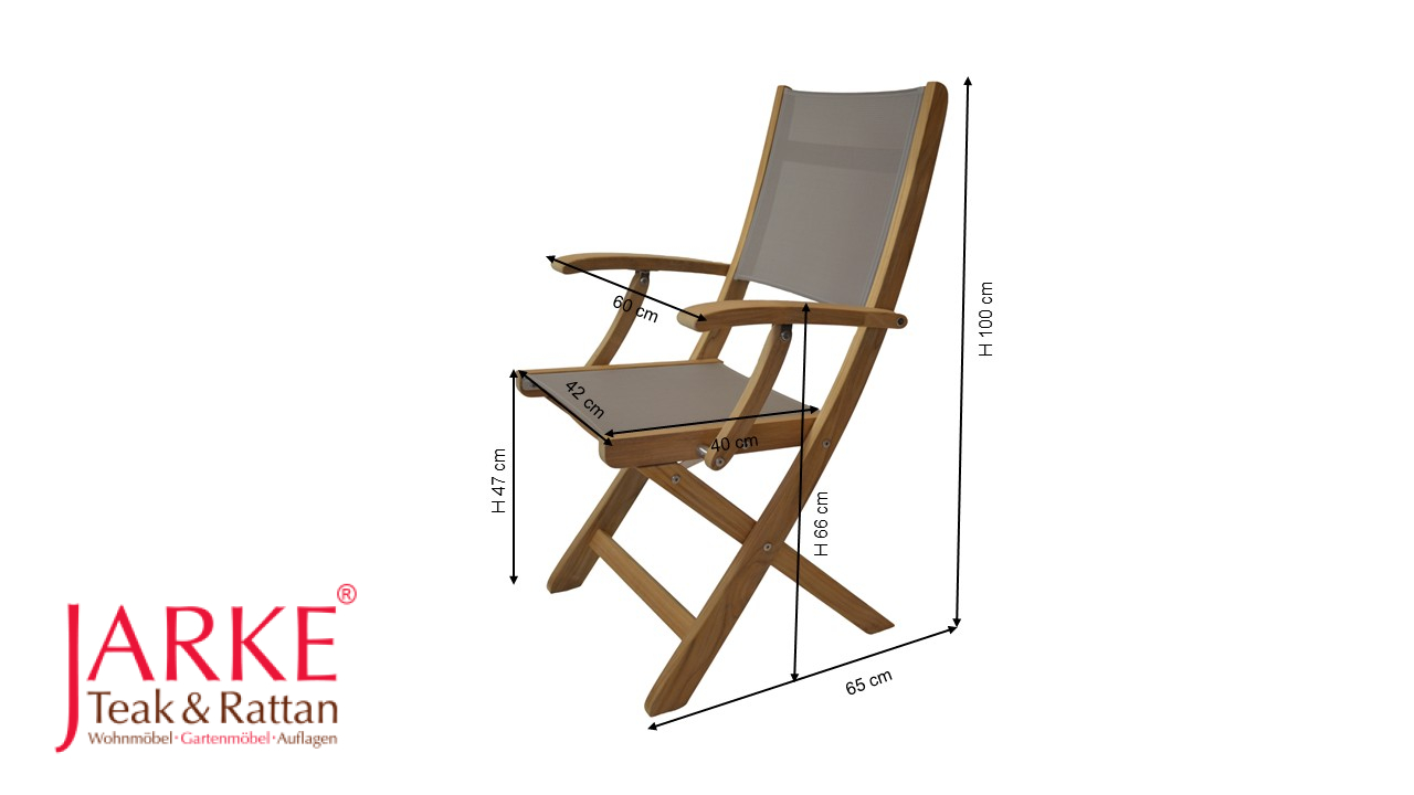 Teak Klappstuhl Jil exakte Maße